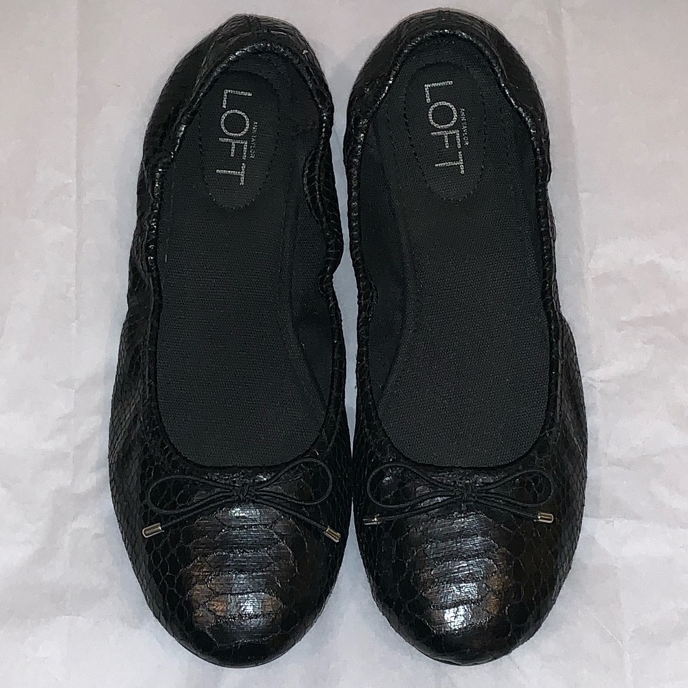 Ann Taylor Loft Black Flynn Ballet Flats